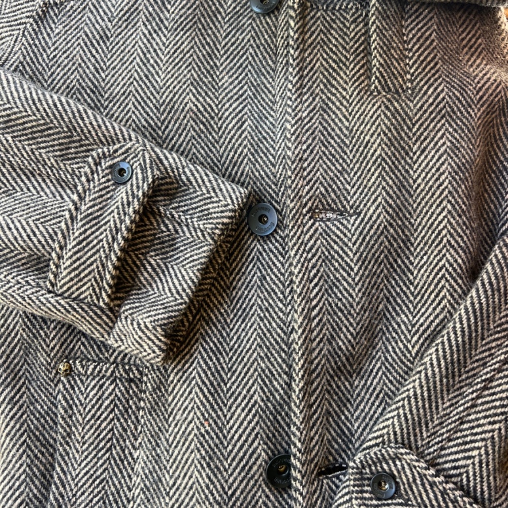 Billabong Wool Blend Herringbone Button Hooded Coat Small